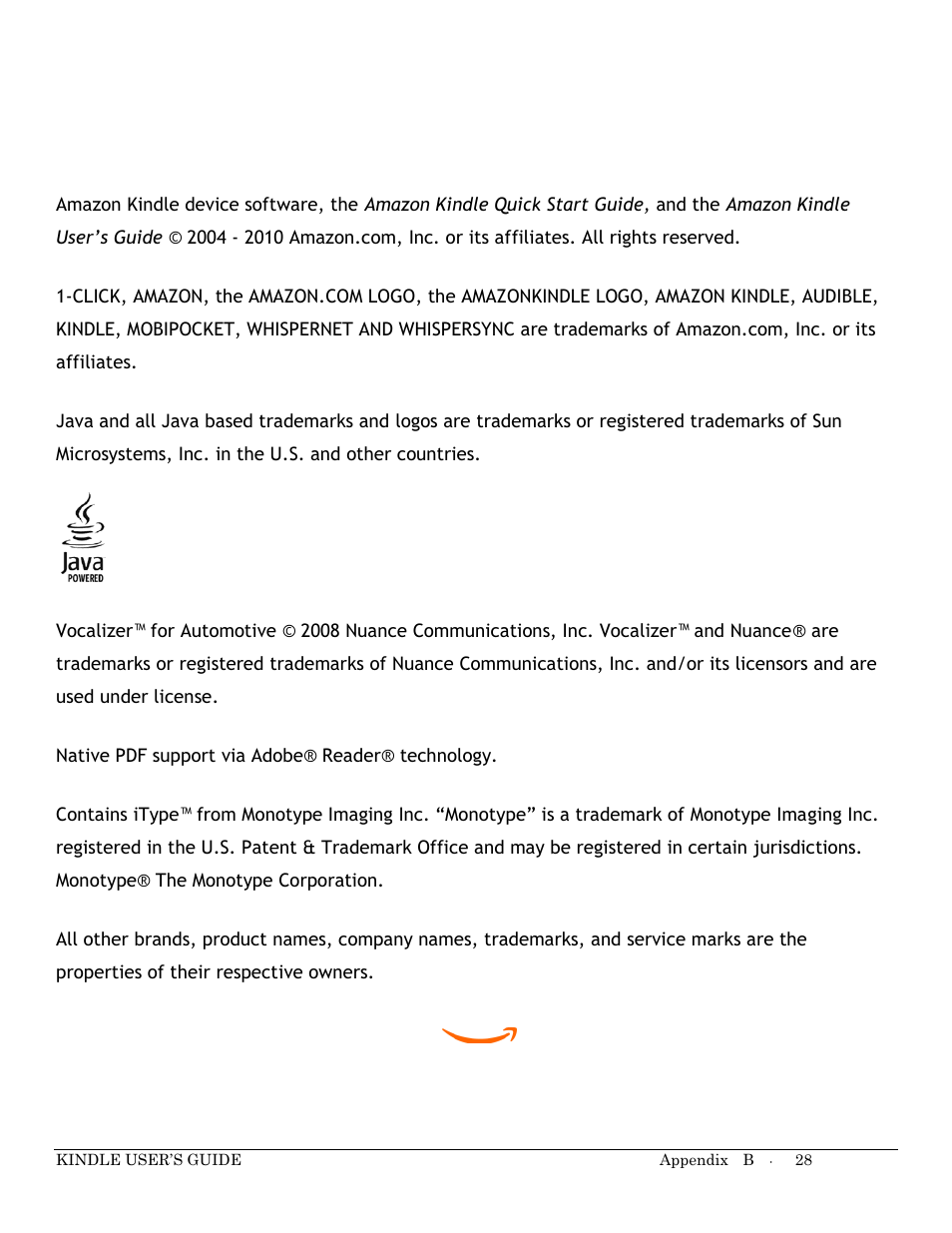 Copyright and trademark notices | Kindle Keyboard User Manual | Page 28 / 28