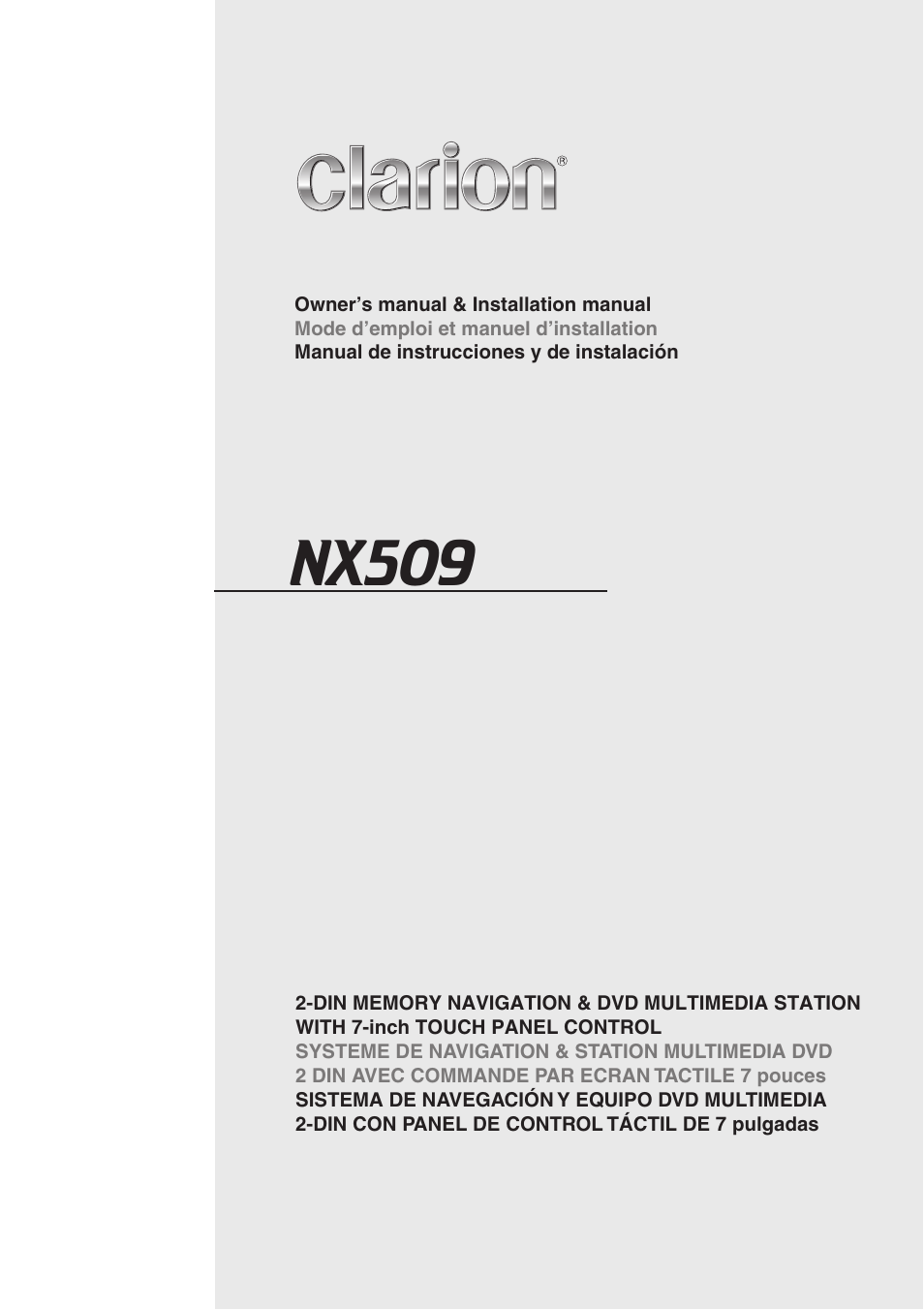 Clarion NX509 User Manual | 69 pages