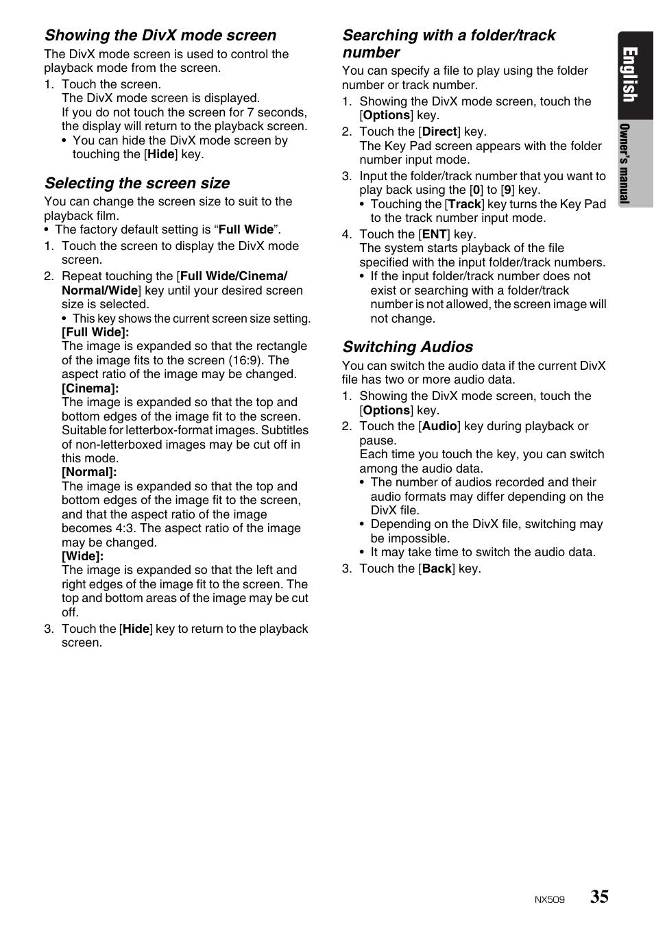 English | Clarion NX509 User Manual | Page 37 / 69