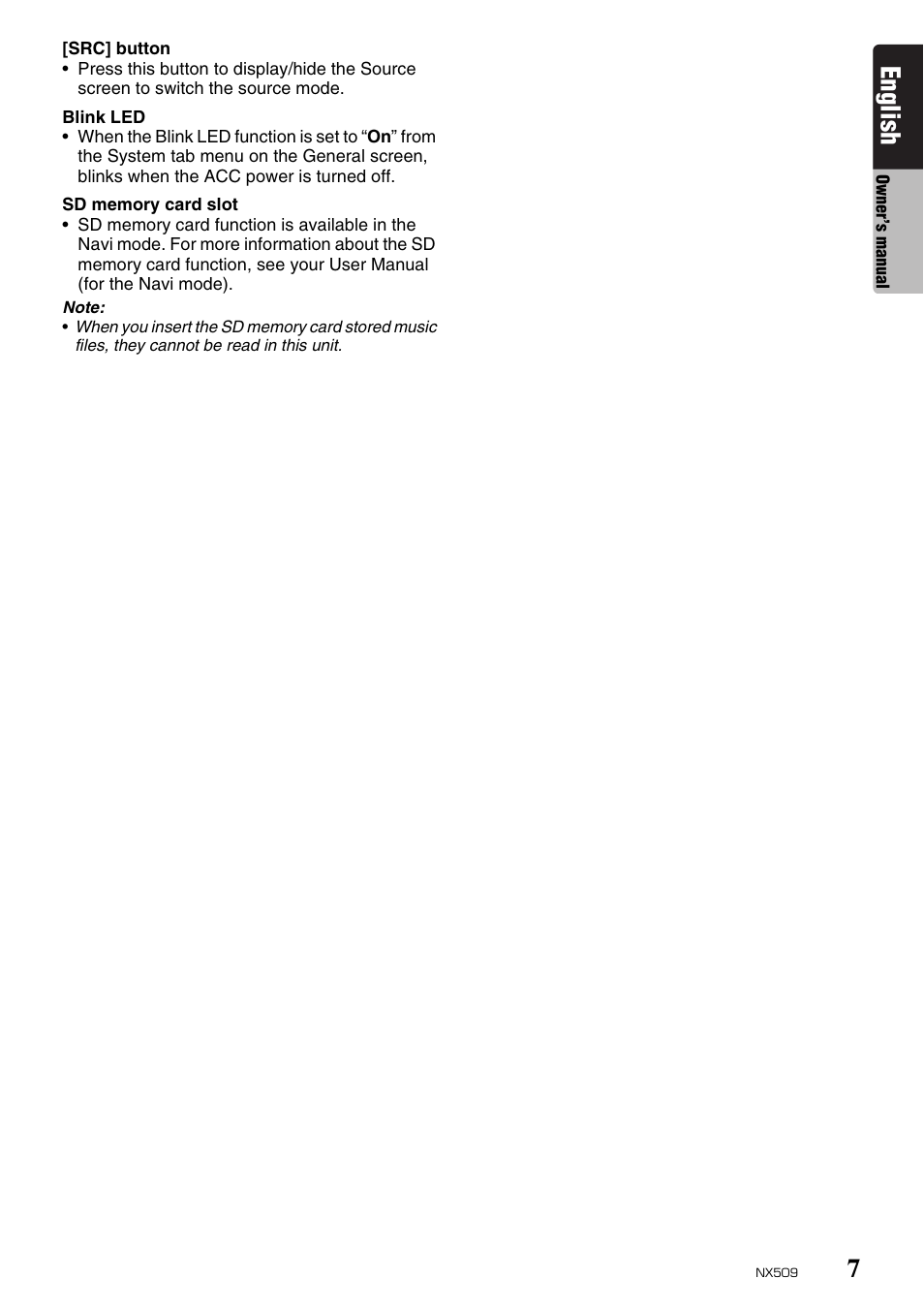 English | Clarion NX509 User Manual | Page 9 / 69