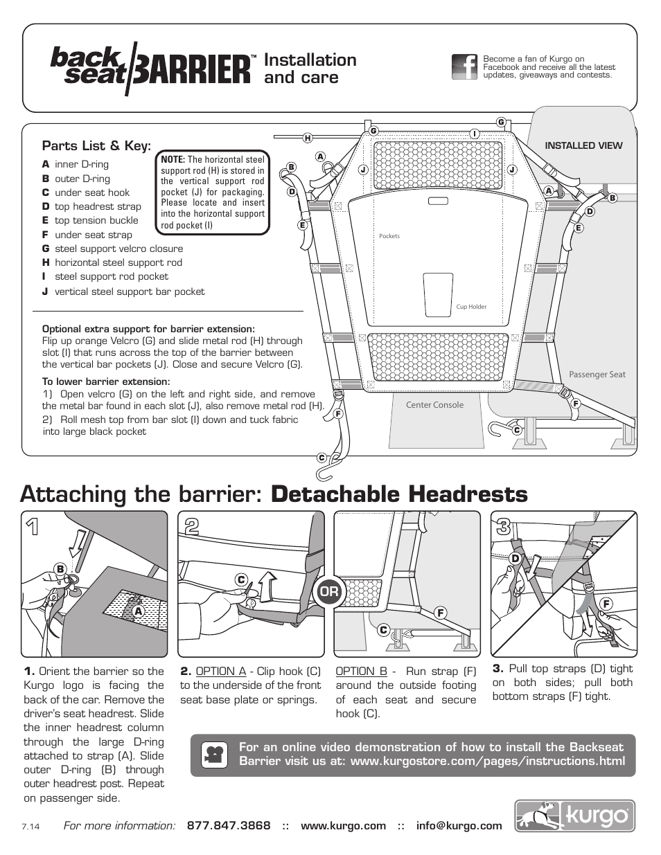 Kurgo Back Seat Barrier User Manual | 2 pages