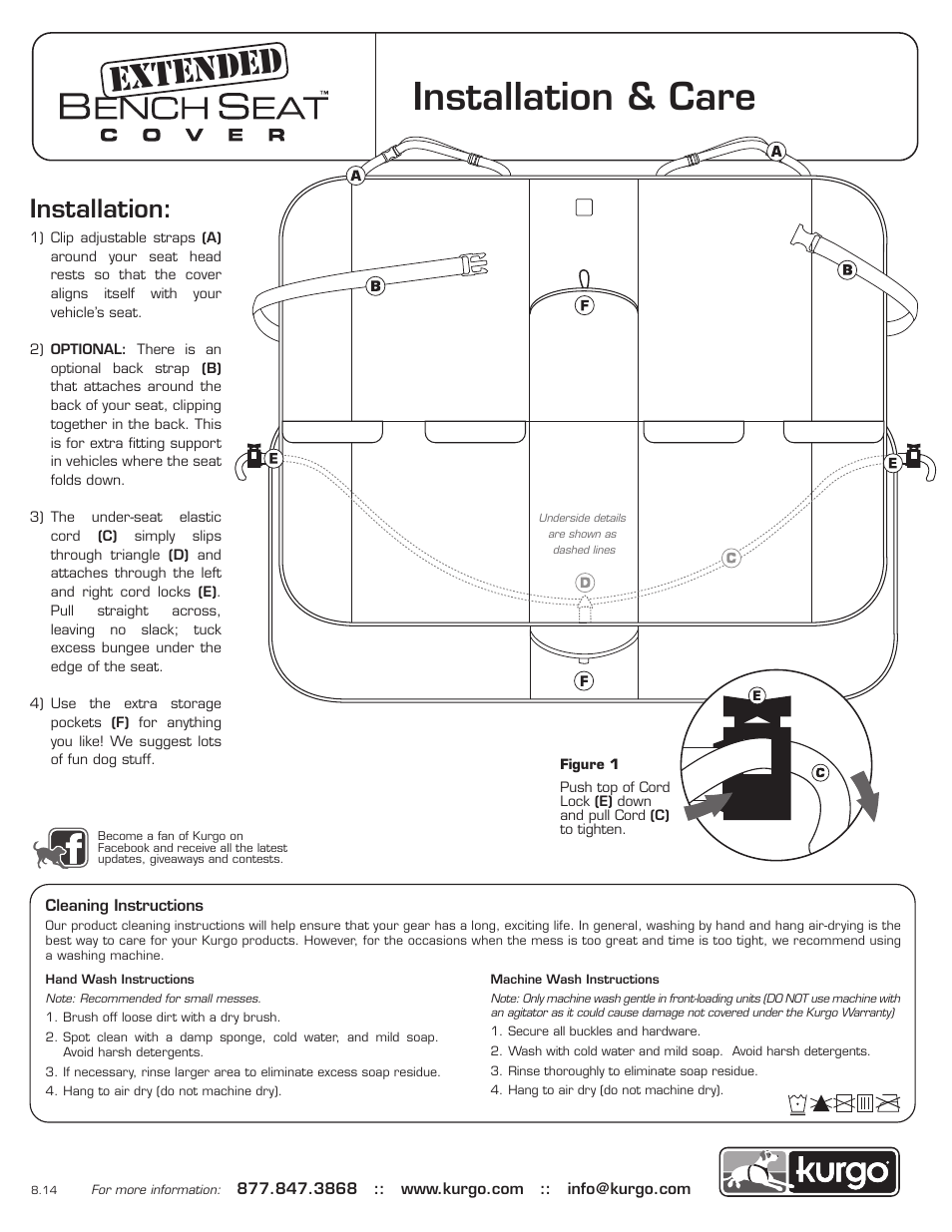 Kurgo Extended Bench Seat Cover User Manual | 1 page