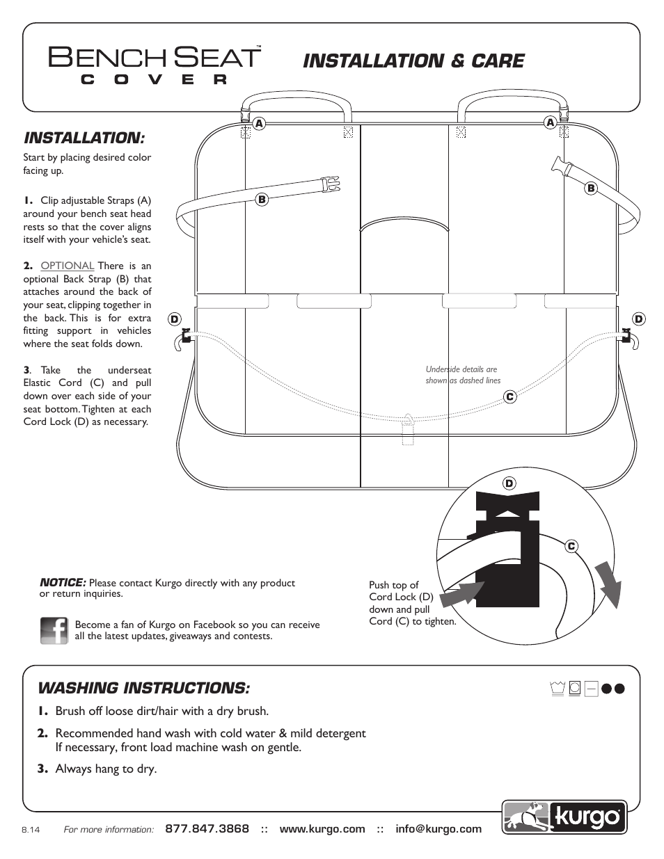 Kurgo Bench Seat Cover User Manual | 1 page