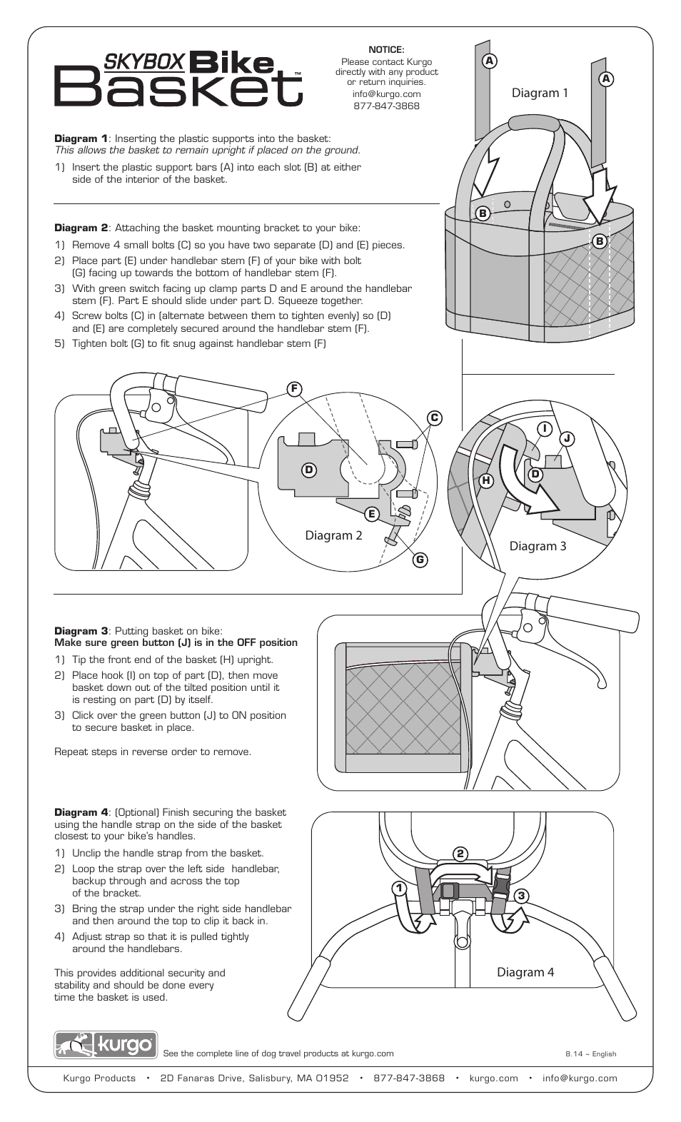 Kurgo Bike Basket User Manual | 1 page