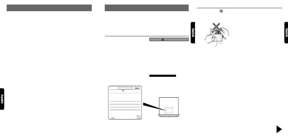 Precautions, Especificaciones, Handling md | Caution, Storage, Cleaning, Sintonizador de fm, Sintonizador de am, Reproductor de minidiscos, Audio | Clarion RMX465D User Manual | Page 3 / 18