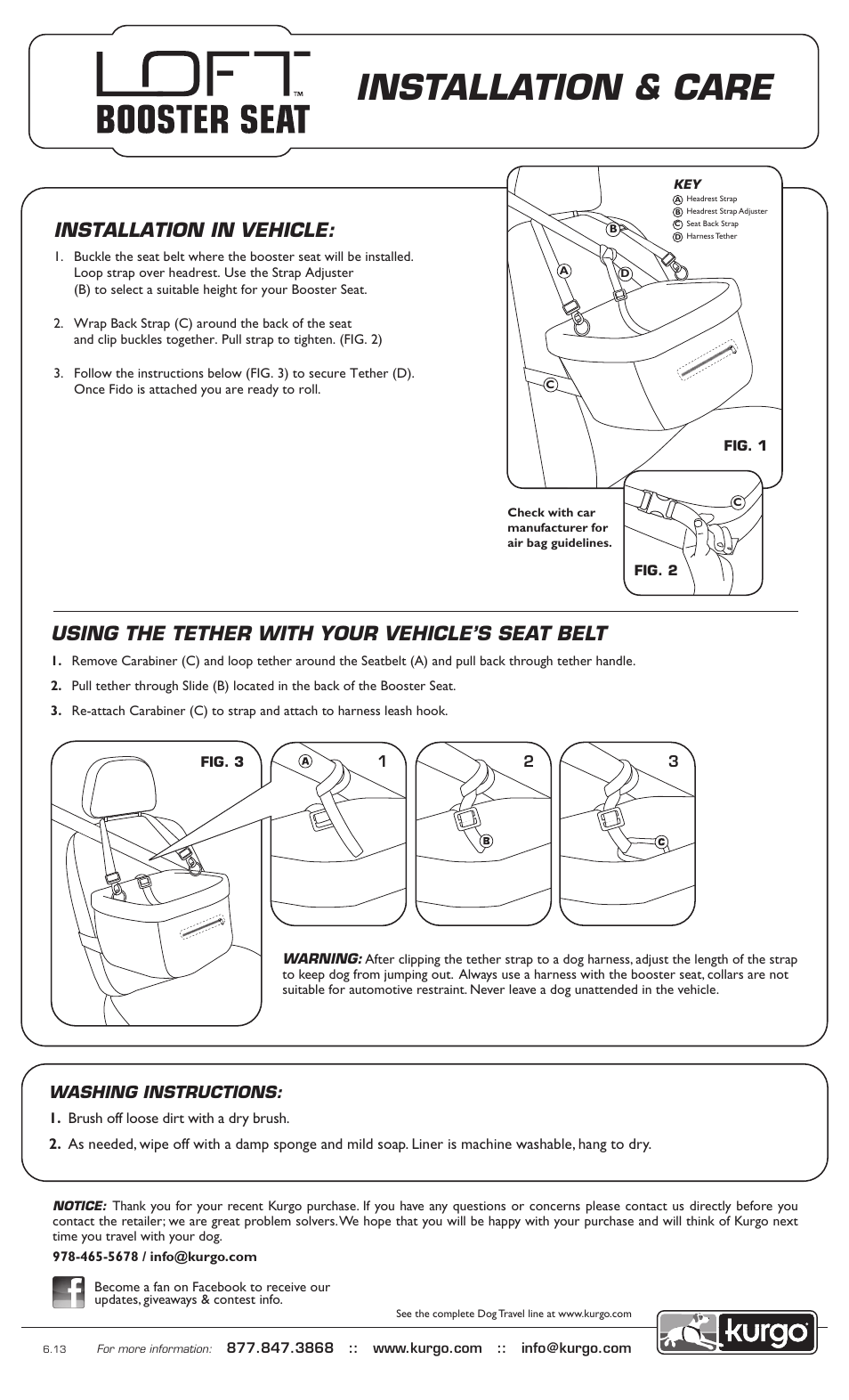 Kurgo Loft Booster Seat User Manual | 1 page