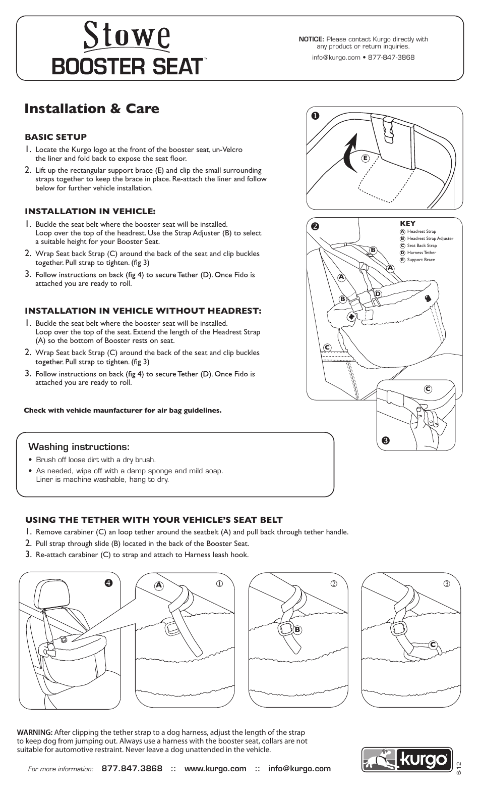 Kurgo Stowe Booster Seat User Manual | 1 page