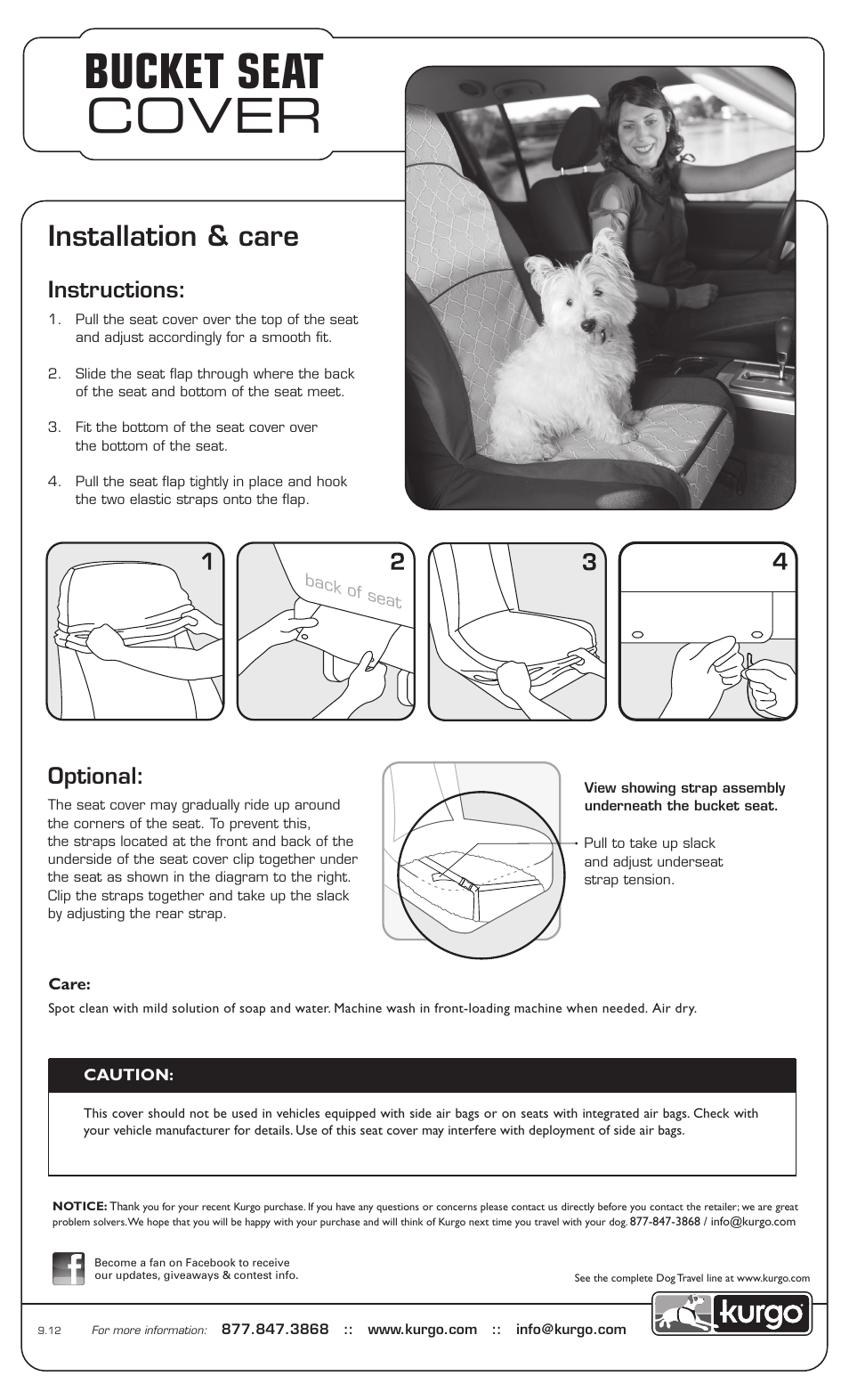 Kurgo Portsmouth Bucket Seat Cover User Manual | 1 page