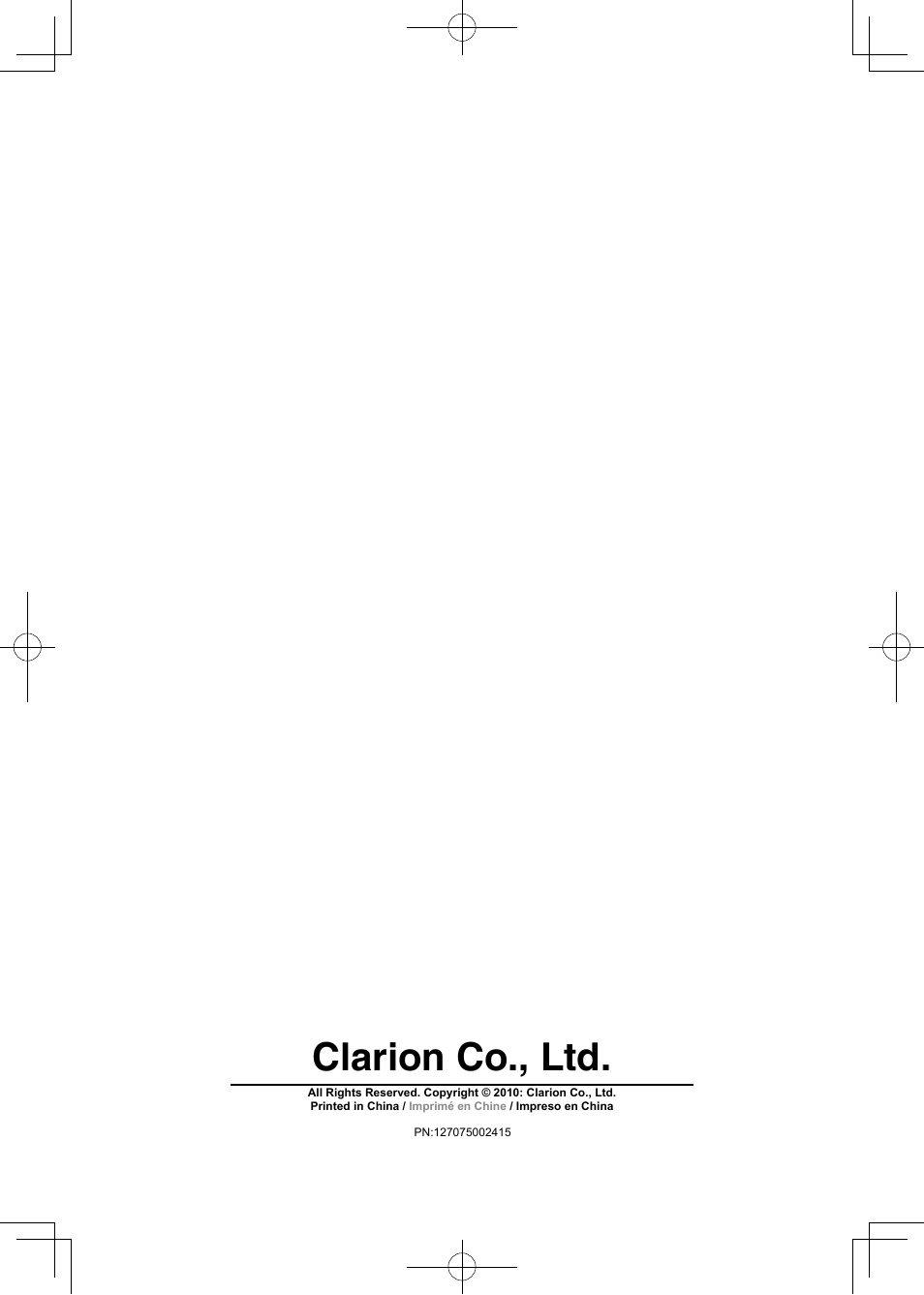 Clarion co., ltd | Clarion CZ500 User Manual | Page 31 / 31