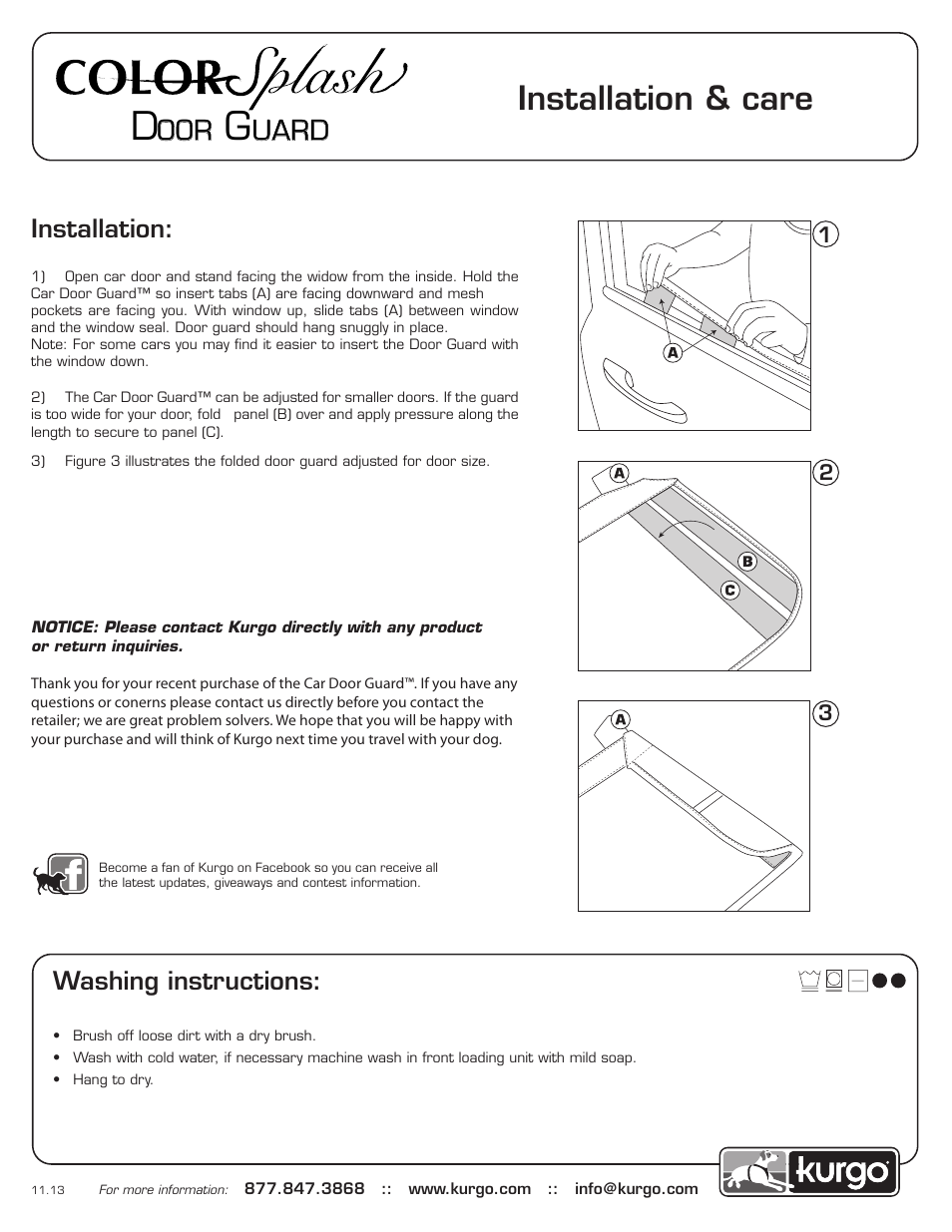 Kurgo Color Splash Door Guard User Manual | 1 page