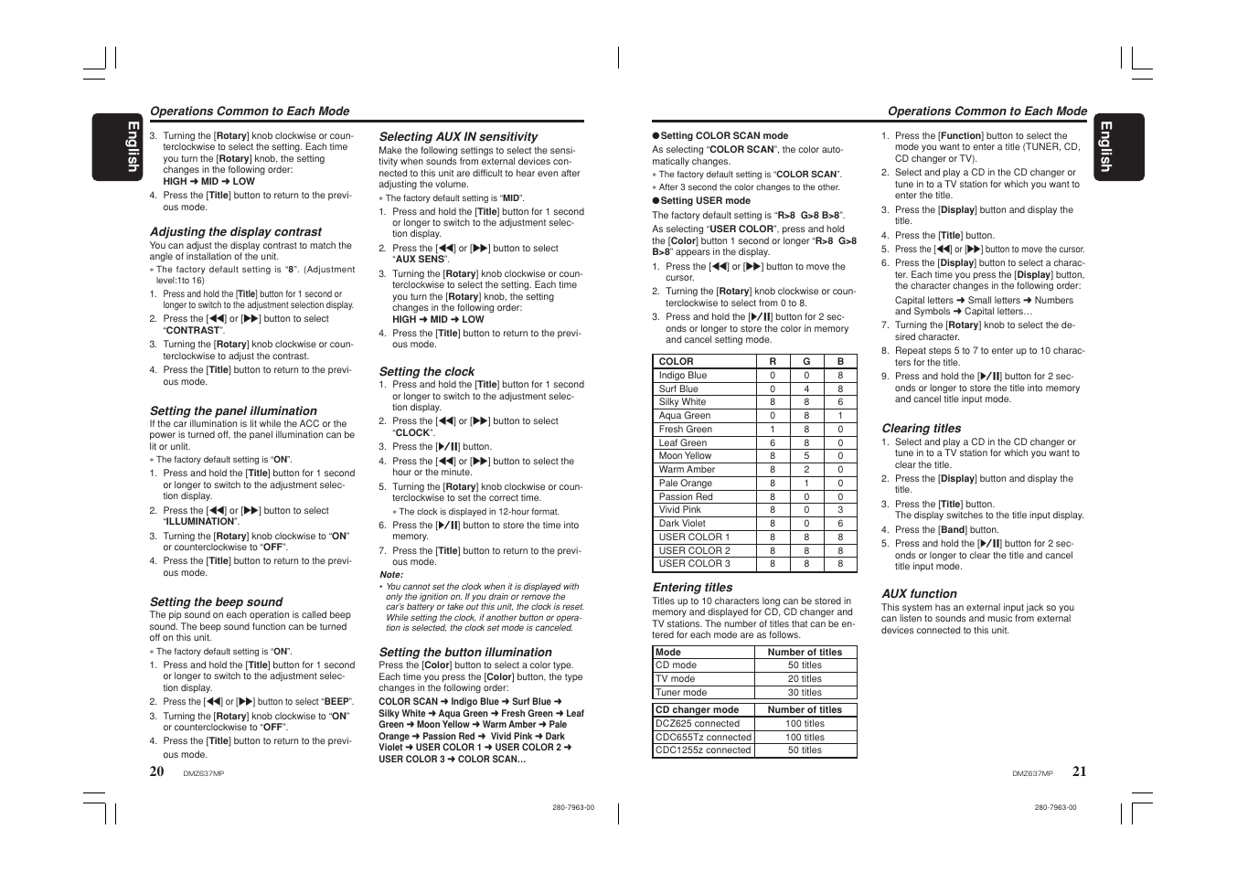 21 english 20, English | Clarion DMZ637MP User Manual | Page 11 / 16