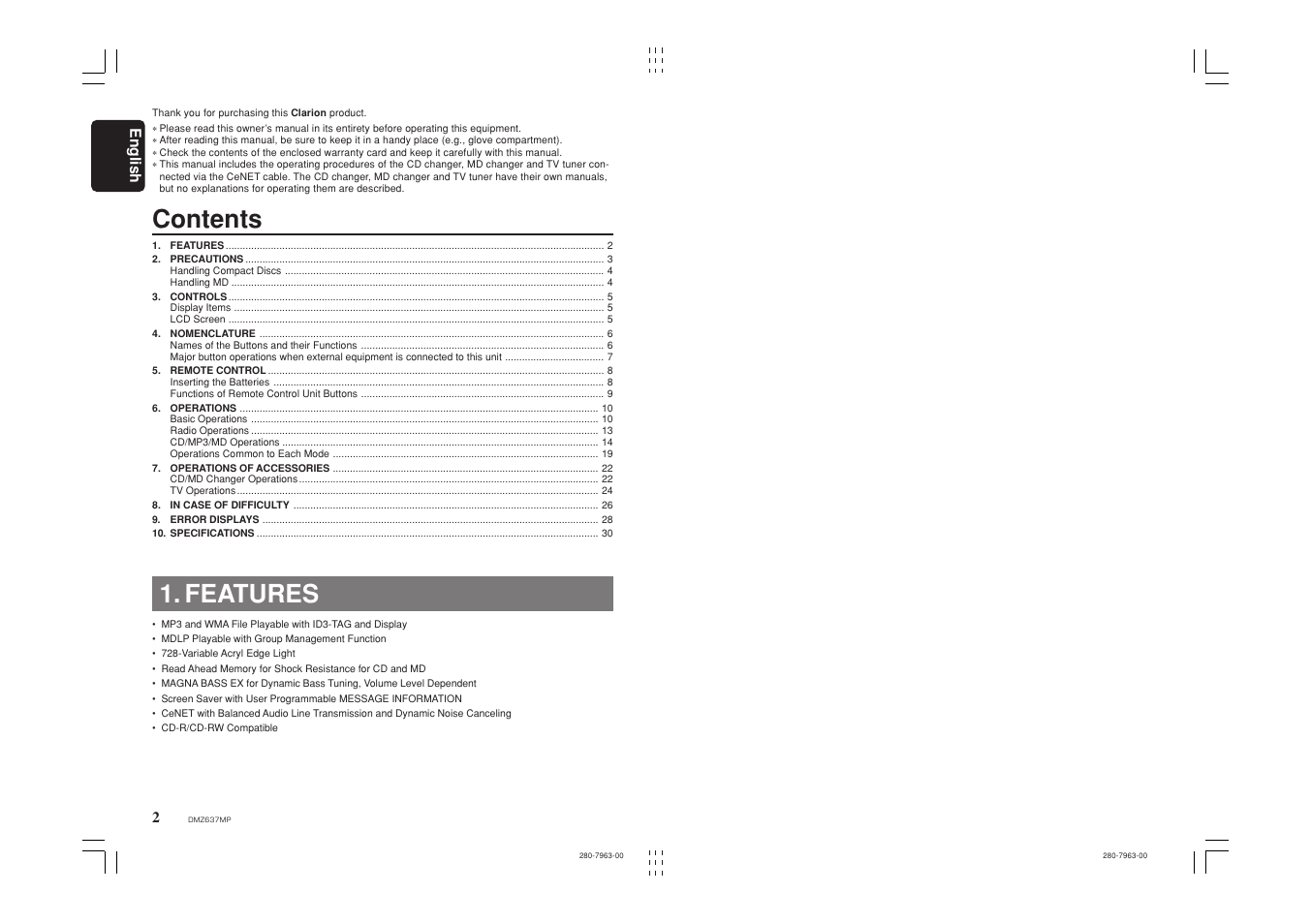 Clarion DMZ637MP User Manual | Page 2 / 16