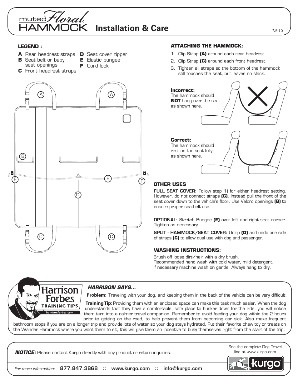 Kurgo Muted Floral Hammock User Manual | 1 page