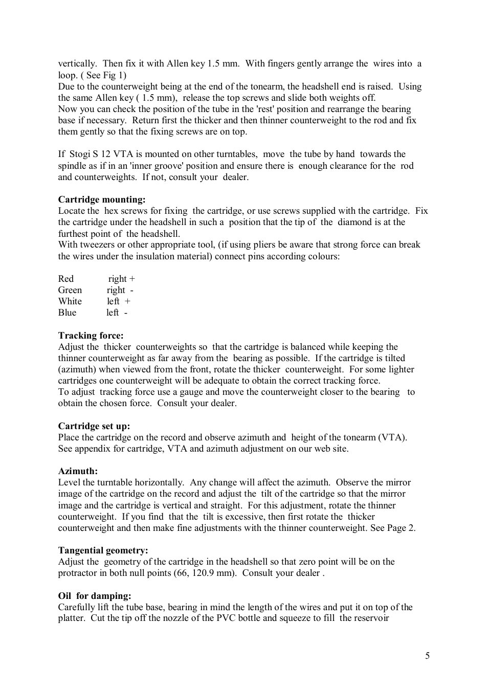 Kuzma STOGI S 12  VTA 130404 User Manual | Page 5 / 8