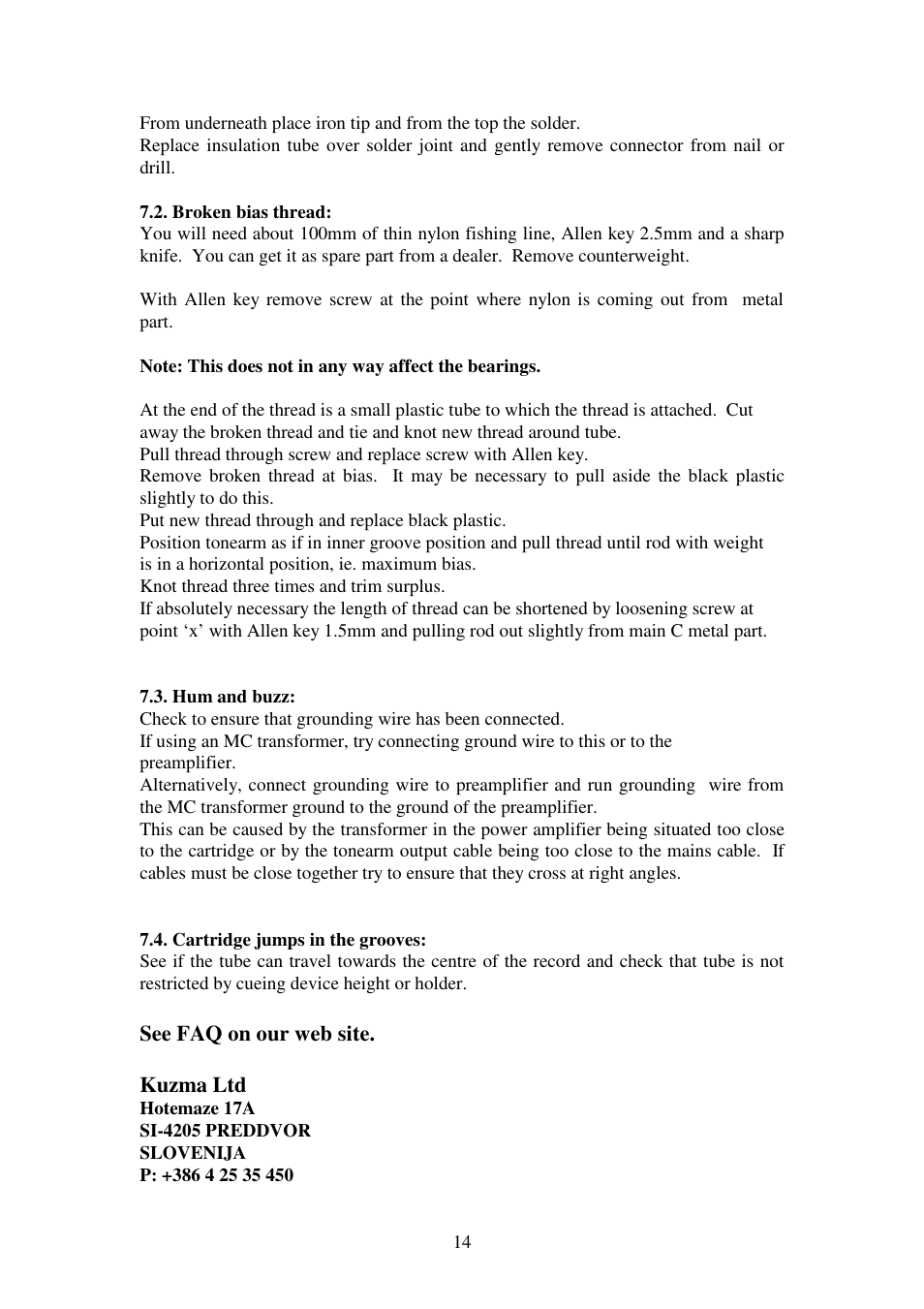 Kuzma STOGI 130419 User Manual | Page 14 / 20