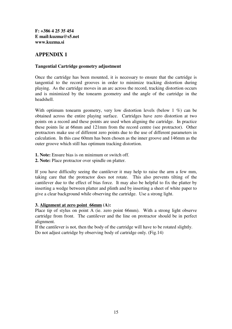 Kuzma STOGI 130419 User Manual | Page 15 / 20