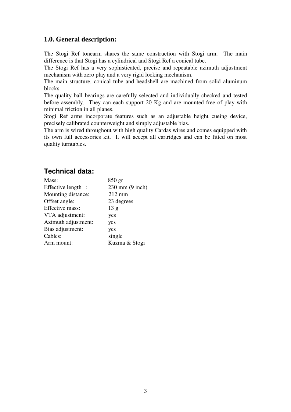 Kuzma STOGI REF 130419 User Manual | Page 3 / 21