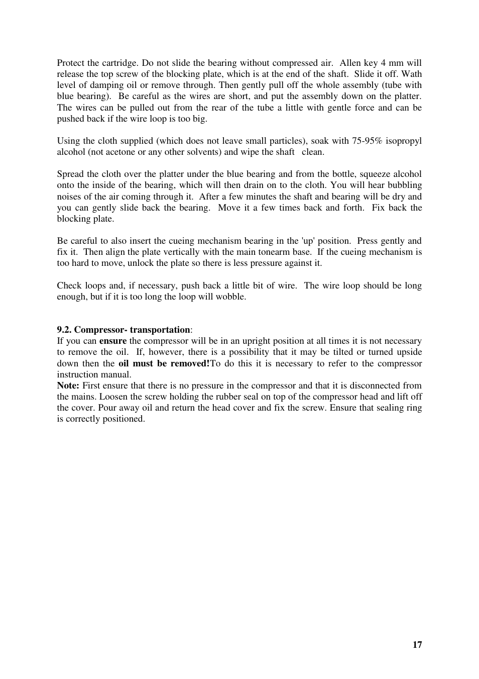 Kuzma AIR LINE 130401 User Manual | Page 17 / 19