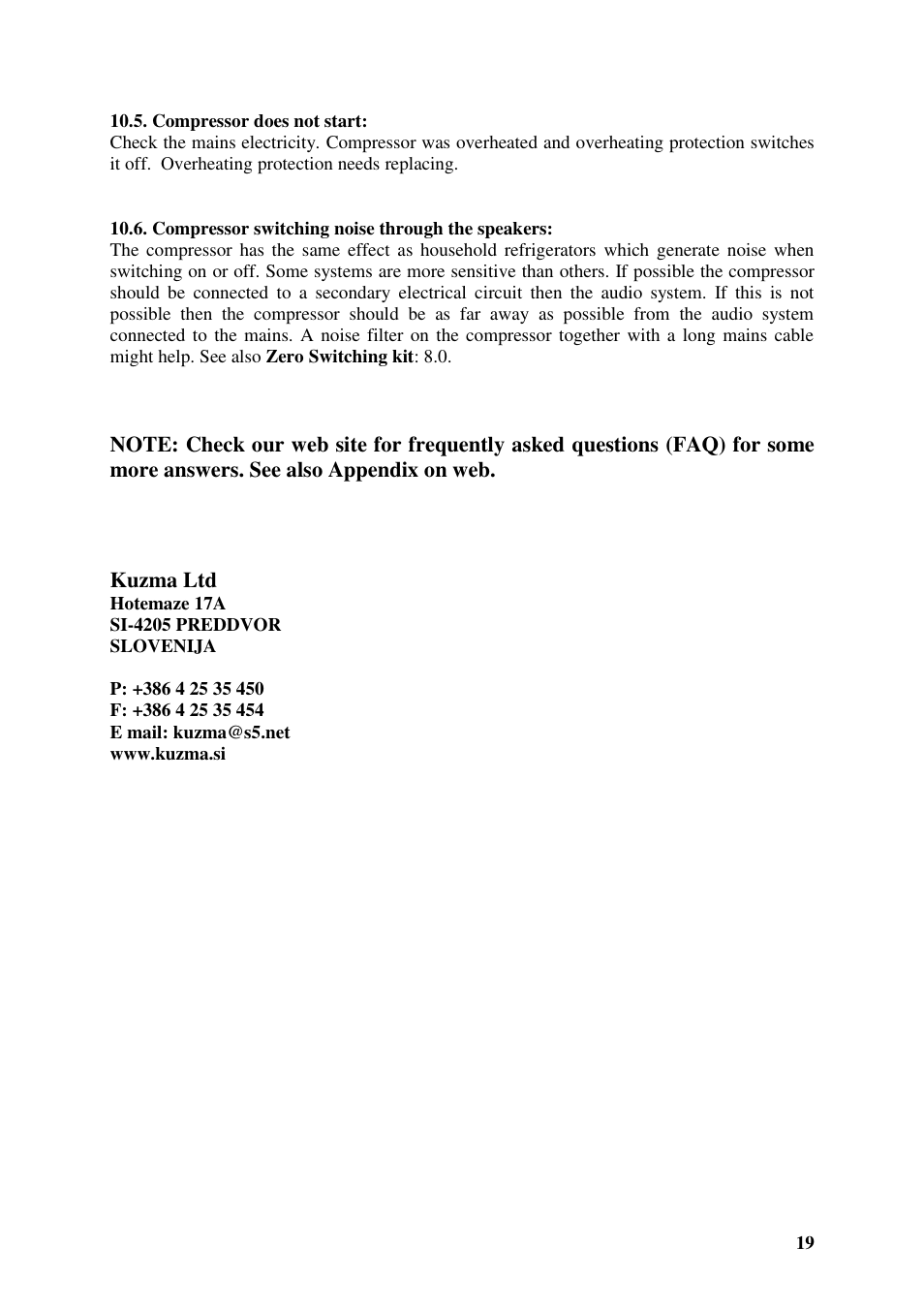 Kuzma AIR LINE 130401 User Manual | Page 19 / 19
