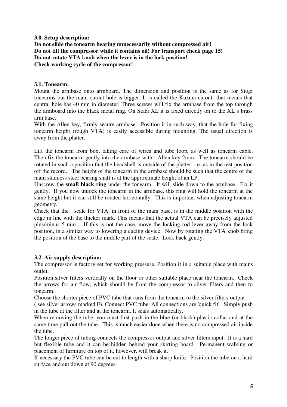 Kuzma AIR LINE 130401 User Manual | Page 5 / 19