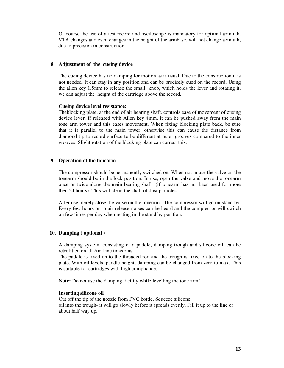 Kuzma AIR LINE 2007-6 User Manual | Page 13 / 17