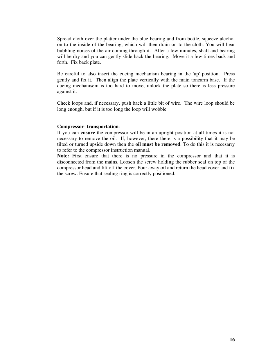 Kuzma AIR LINE 2007-6 User Manual | Page 16 / 17