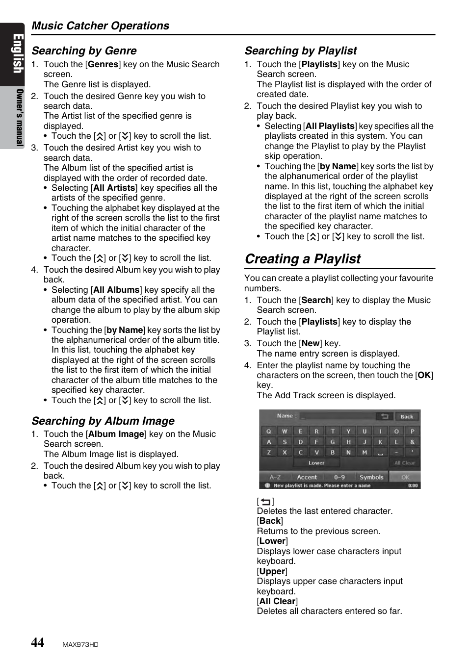 English, Creating a playlist | Clarion MAX973HD User Manual | Page 140 / 187