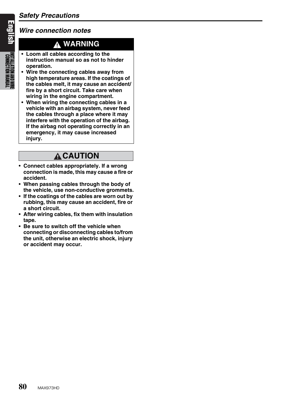 English, Caution, Warning | Clarion MAX973HD User Manual | Page 176 / 187