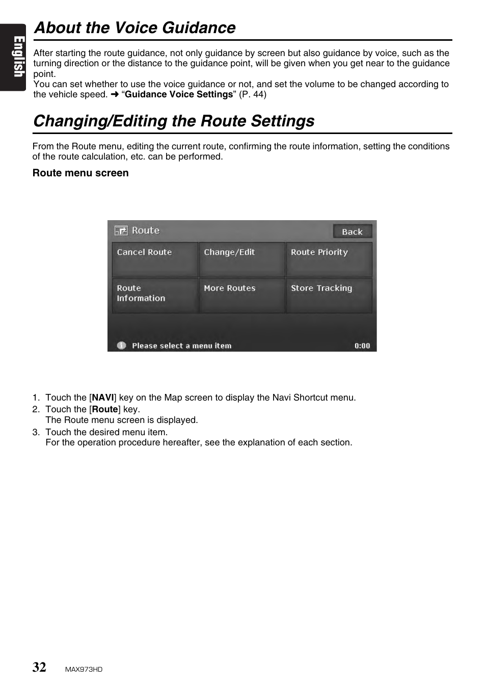 About the voice guidance, Changing/editing the route settings, English | Clarion MAX973HD User Manual | Page 31 / 187