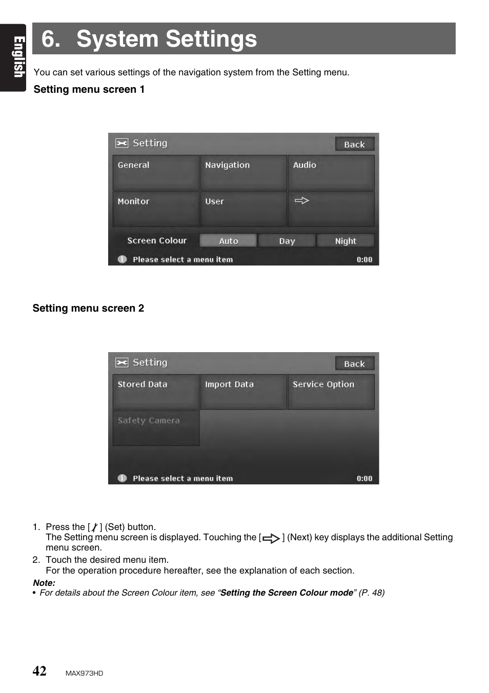 System settings, English | Clarion MAX973HD User Manual | Page 41 / 187