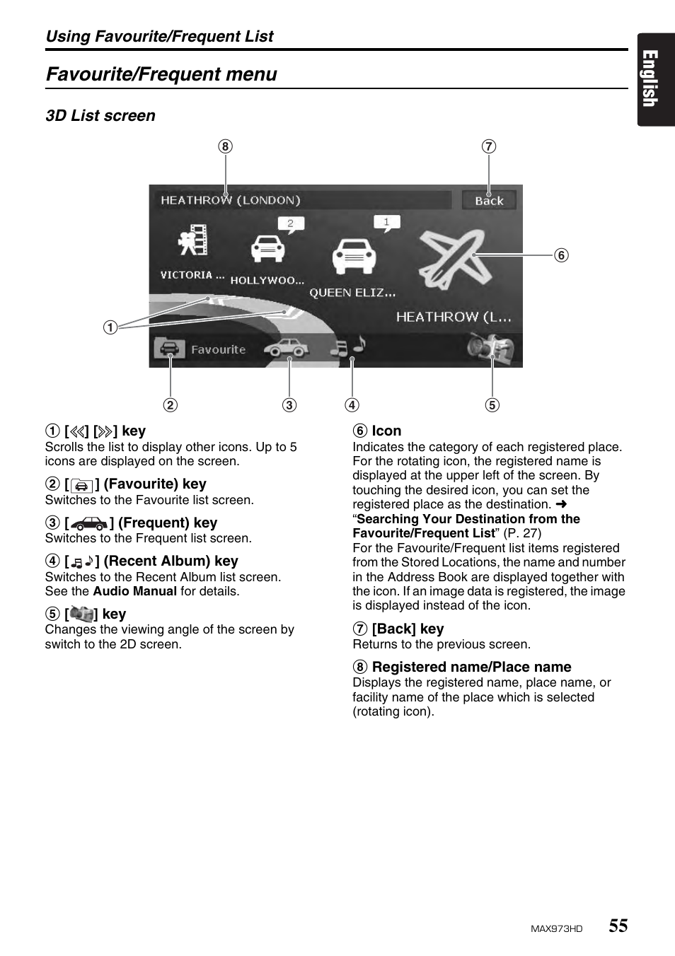 English favourite/frequent menu | Clarion MAX973HD User Manual | Page 54 / 187