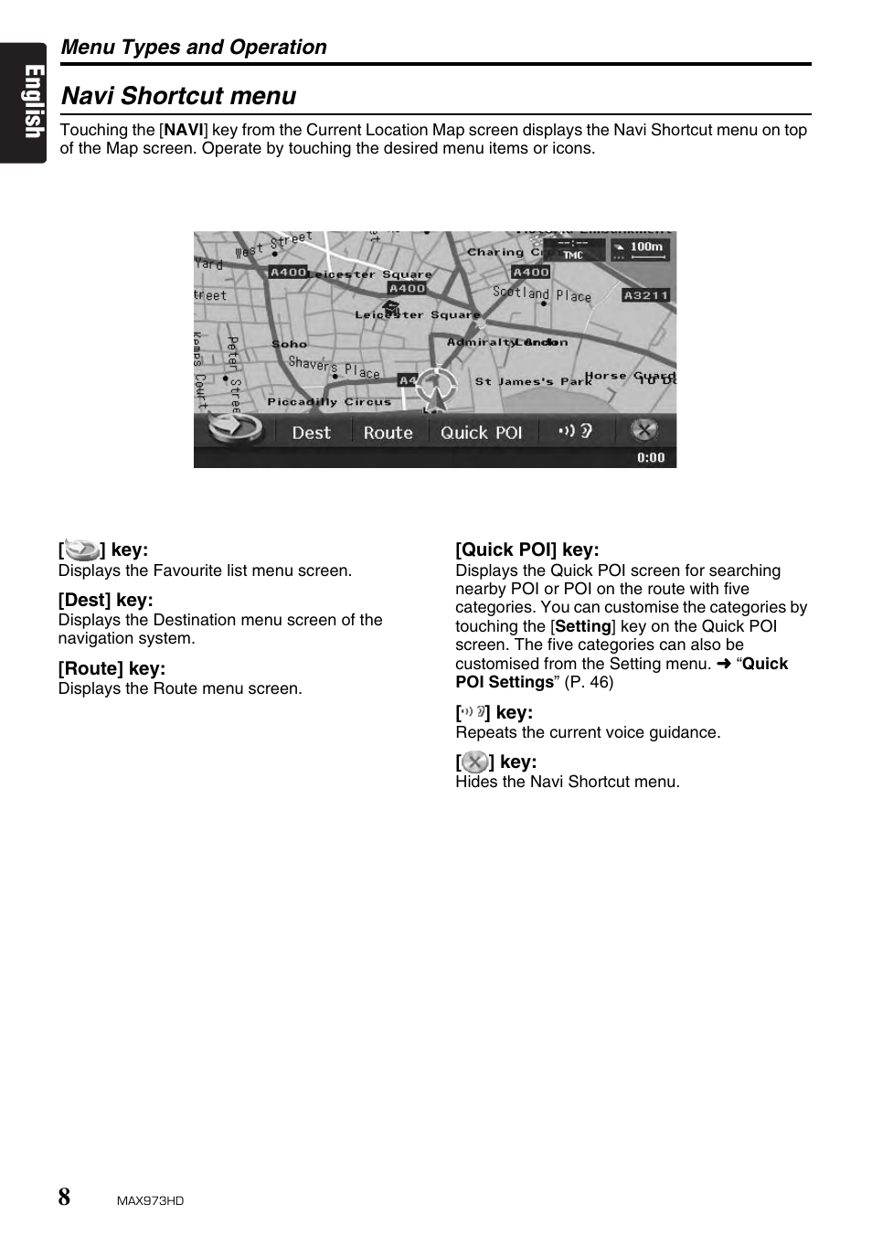 English navi shortcut menu | Clarion MAX973HD User Manual | Page 7 / 187