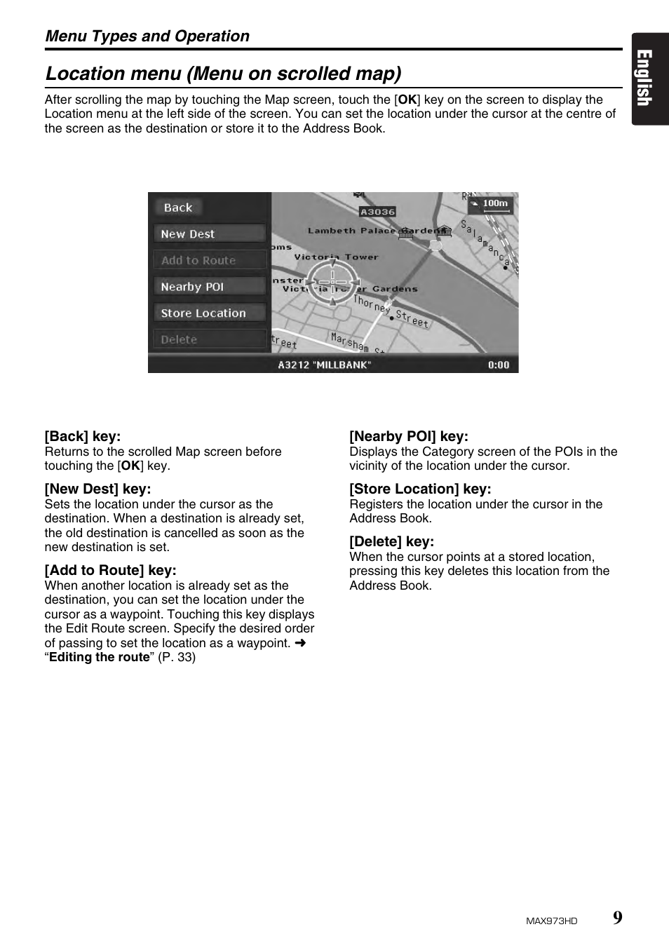 English location menu (menu on scrolled map) | Clarion MAX973HD User Manual | Page 8 / 187