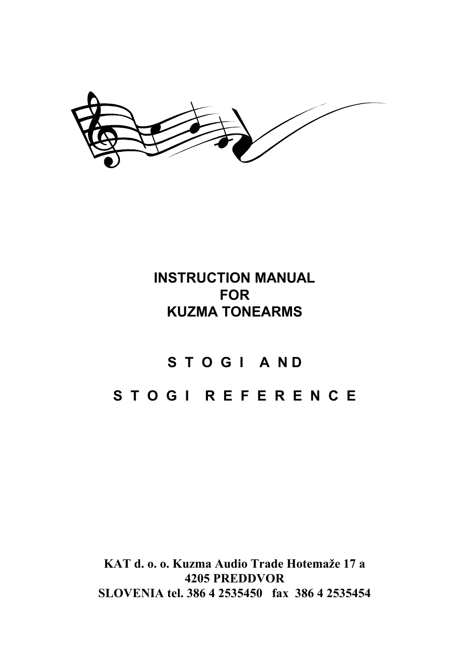 Kuzma Stogi Reference User Manual | 25 pages