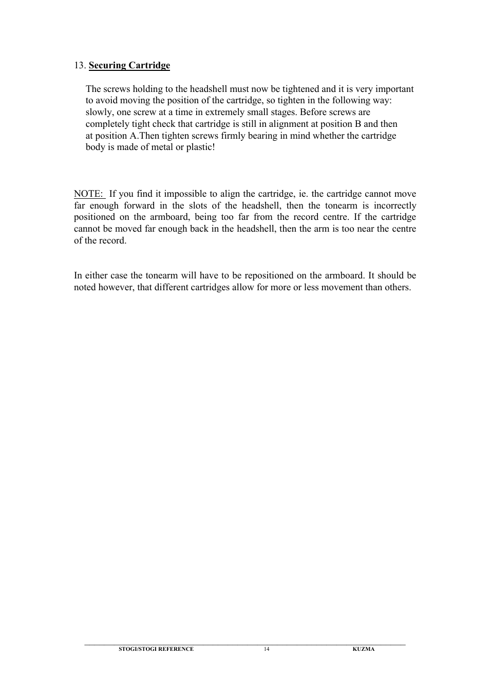 Kuzma Stogi Reference User Manual | Page 14 / 25