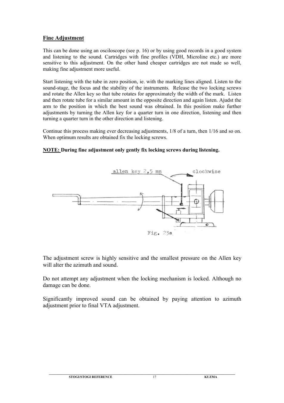 Kuzma Stogi Reference User Manual | Page 17 / 25