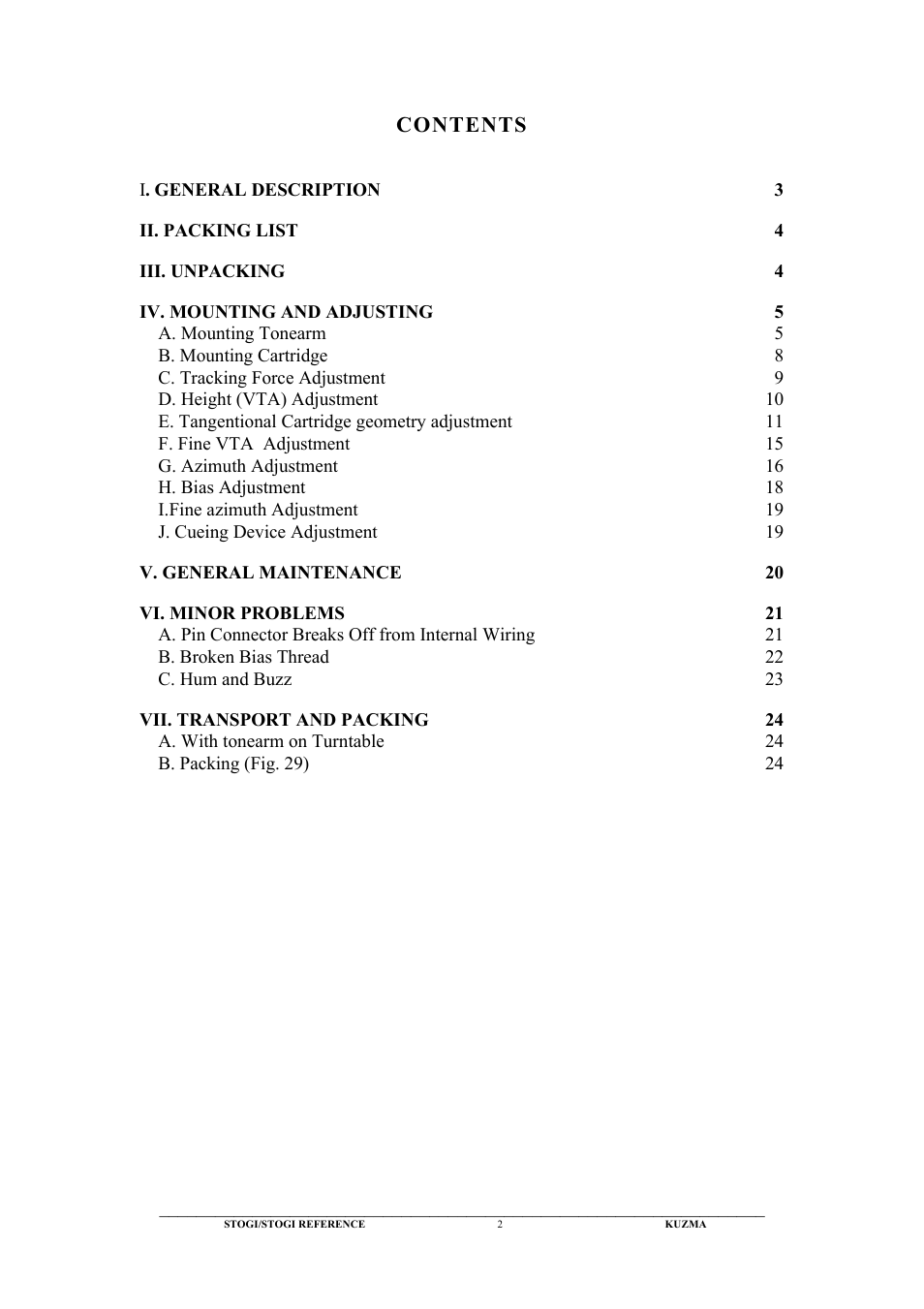 Kuzma Stogi Reference User Manual | Page 2 / 25