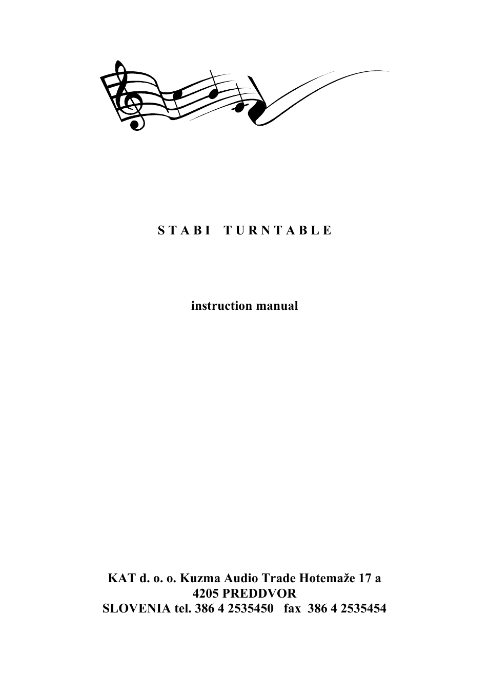 Kuzma Stabi User Manual | 29 pages