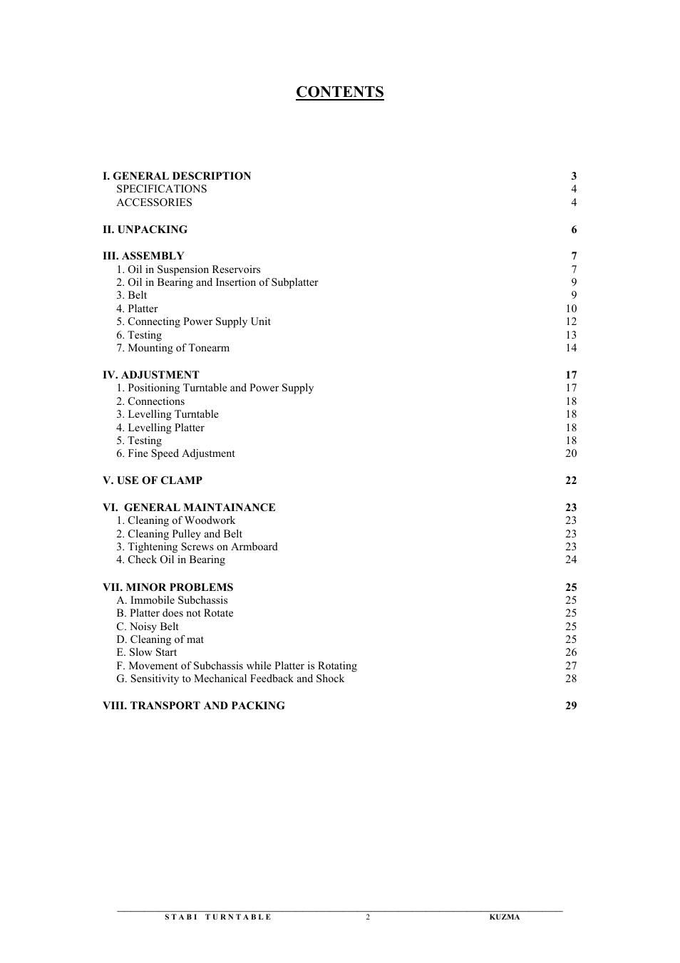 Kuzma Stabi User Manual | Page 2 / 29
