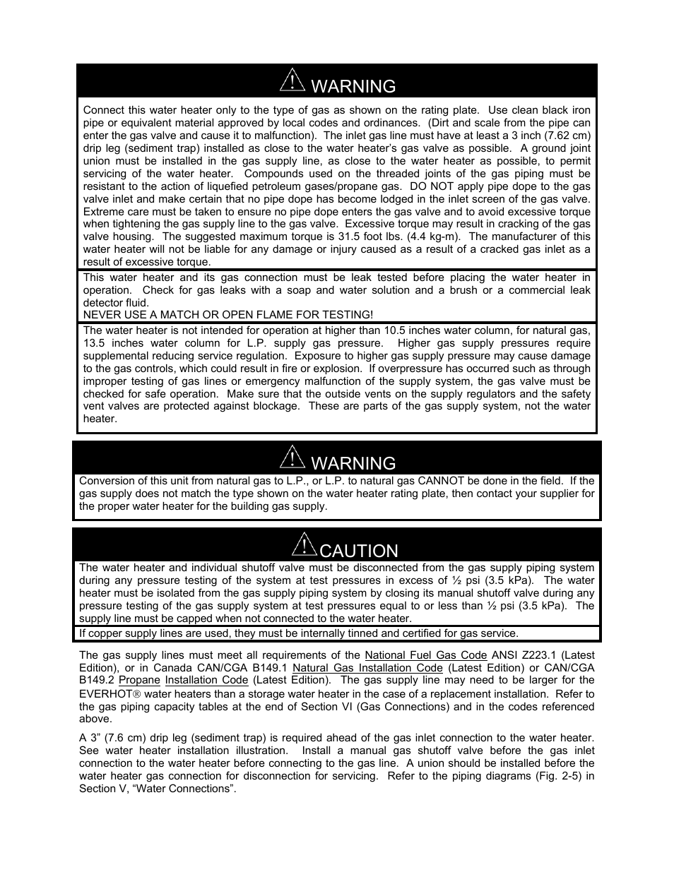 Warning, Caution | LAARS IGE-199C - Installation Manual User Manual | Page 18 / 44