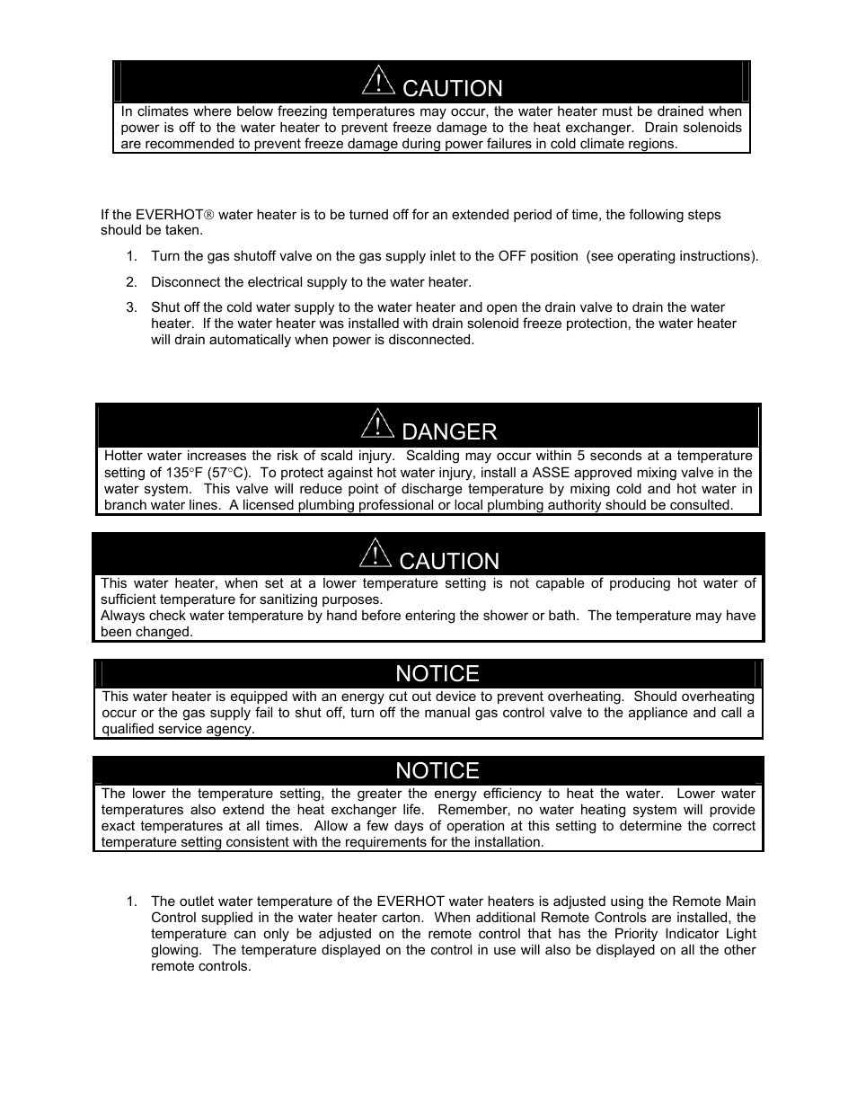 Temperature adjustment, Caution, Danger | Notice | LAARS IGE-199C - Installation Manual User Manual | Page 30 / 44