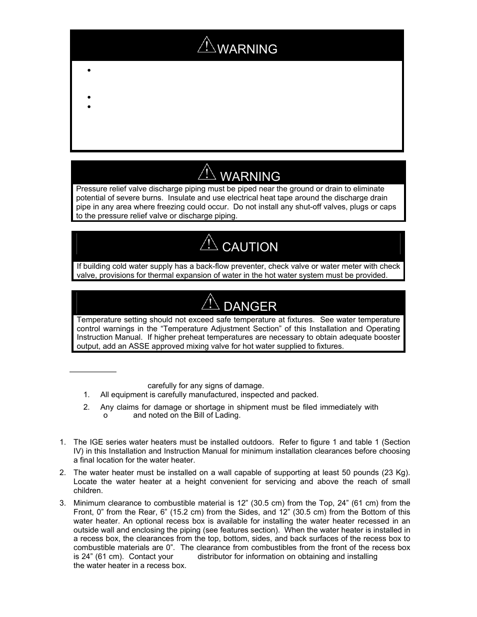 Warning, Caution, Danger | LAARS IGE-199C - Installation Manual User Manual | Page 9 / 44