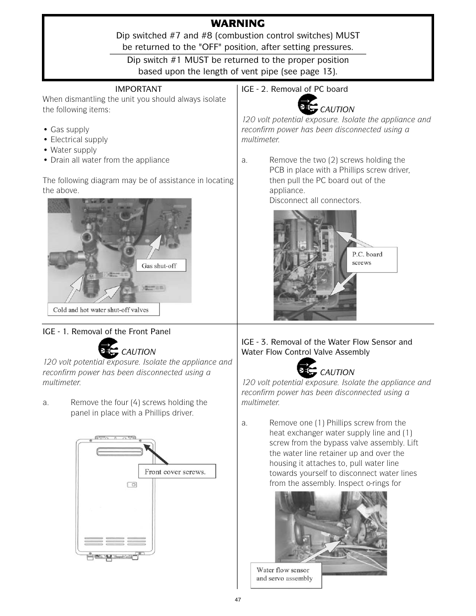 Warning | LAARS IGE-199C-5(N,X) - Service Manual User Manual | Page 47 / 60