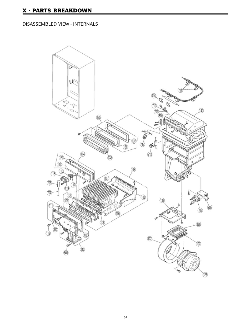 X - parts breakdown | LAARS IGE-199C-5(N,X) - Service Manual User Manual | Page 54 / 60