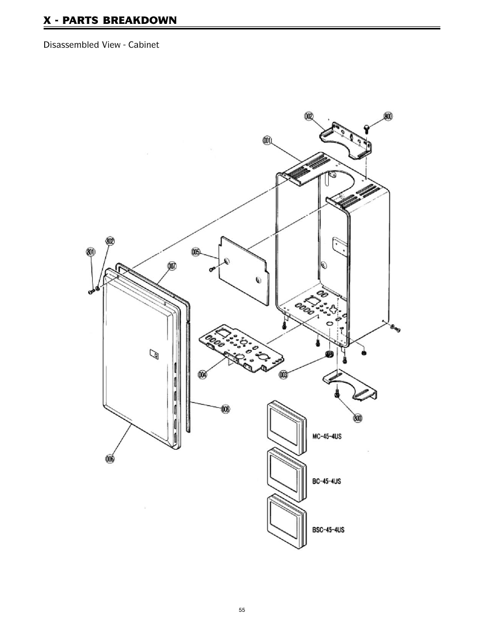 X - parts breakdown | LAARS IGI-180C-5(N,X) - Service Manual User Manual | Page 55 / 64