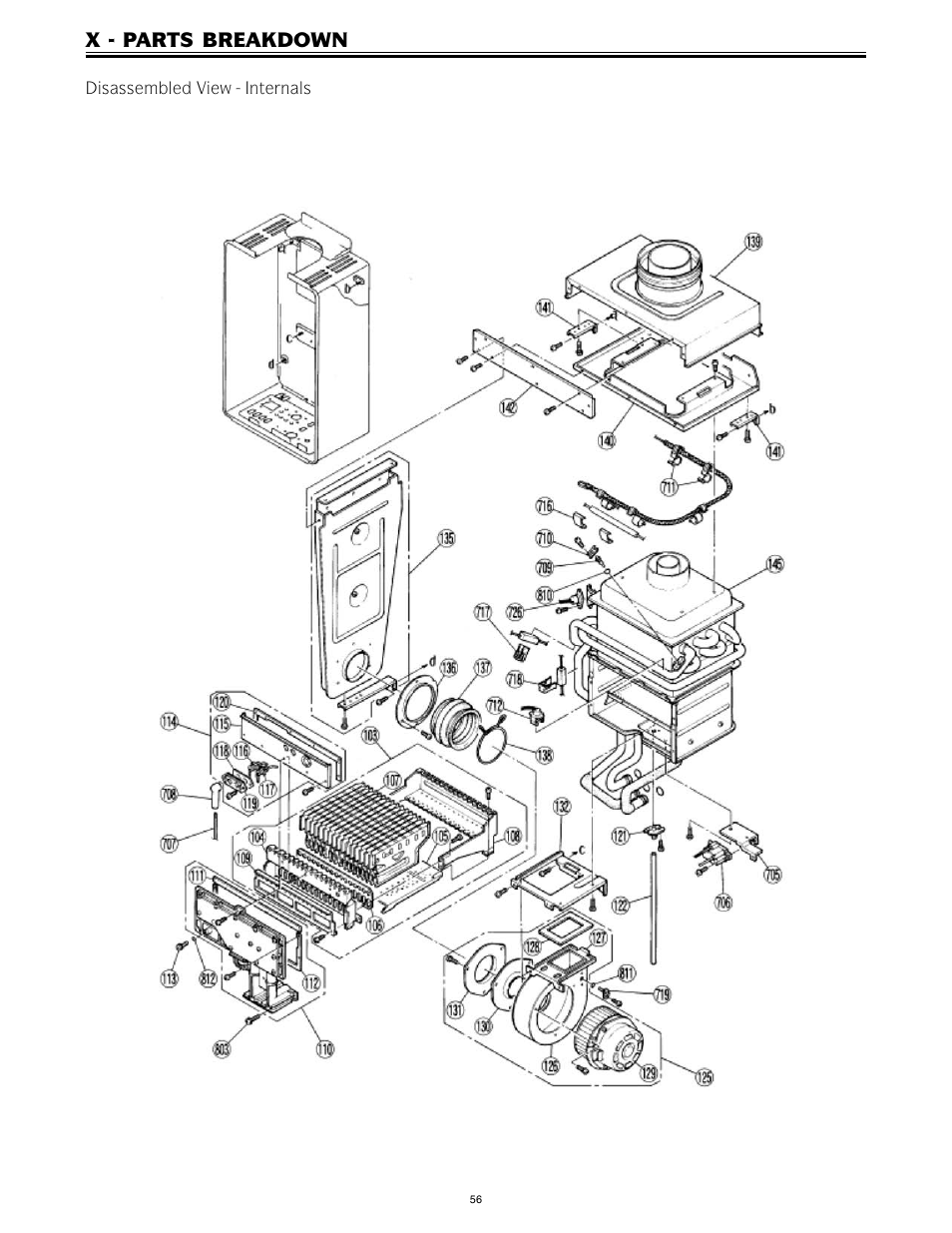 X - parts breakdown | LAARS IGI-180C-5(N,X) - Service Manual User Manual | Page 56 / 64