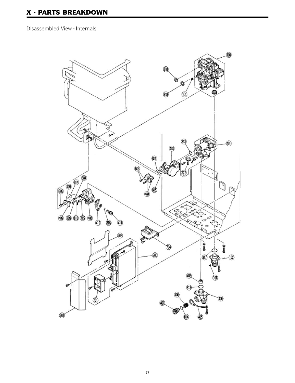 X - parts breakdown | LAARS IGI-180C-5(N,X) - Service Manual User Manual | Page 57 / 64
