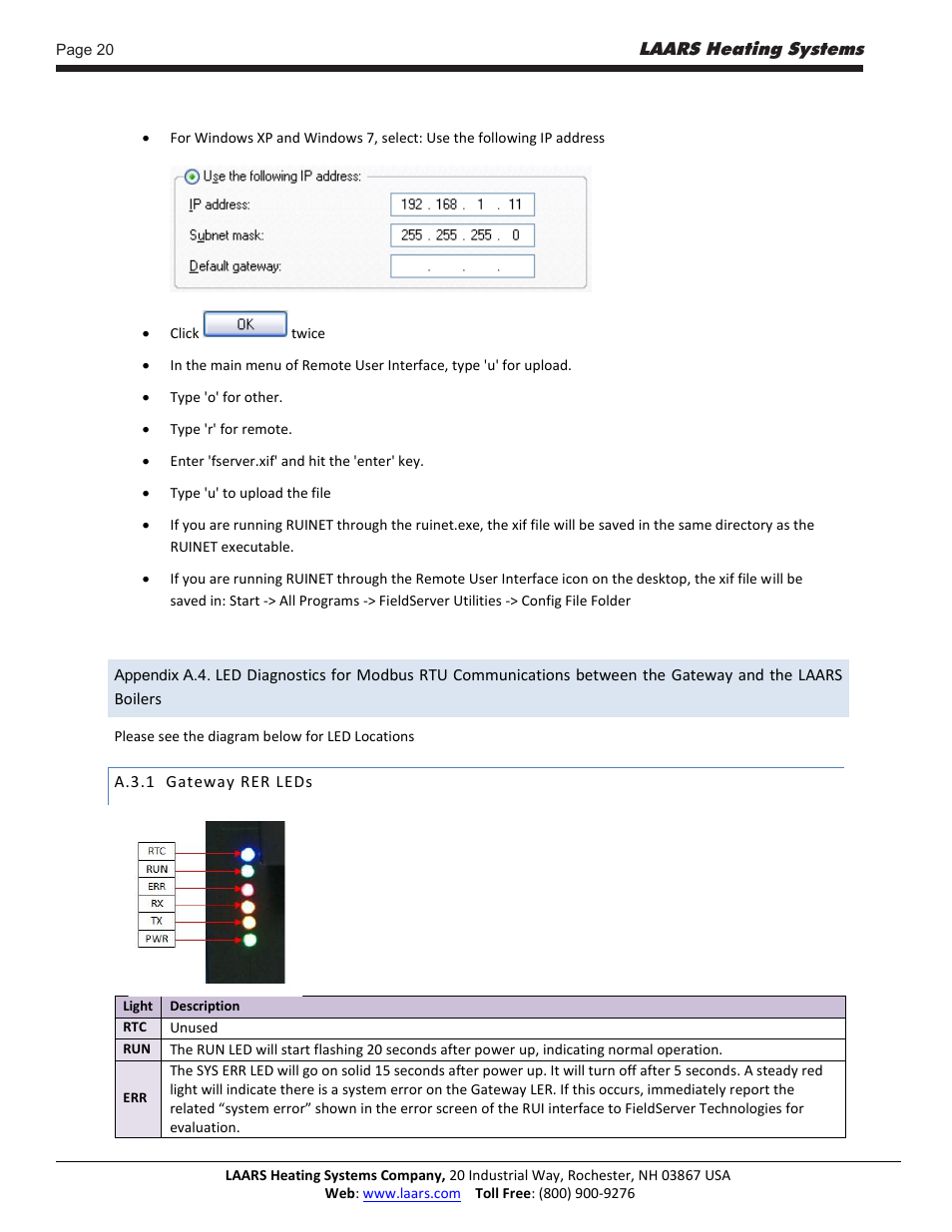 LAARS Gateway LER - Manual User Manual | Page 20 / 33