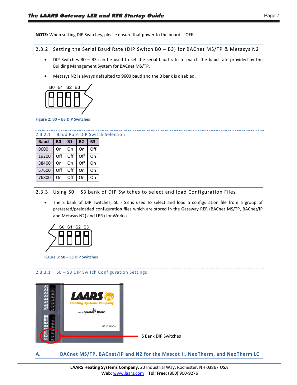 LAARS Gateway LER - Manual User Manual | Page 7 / 33