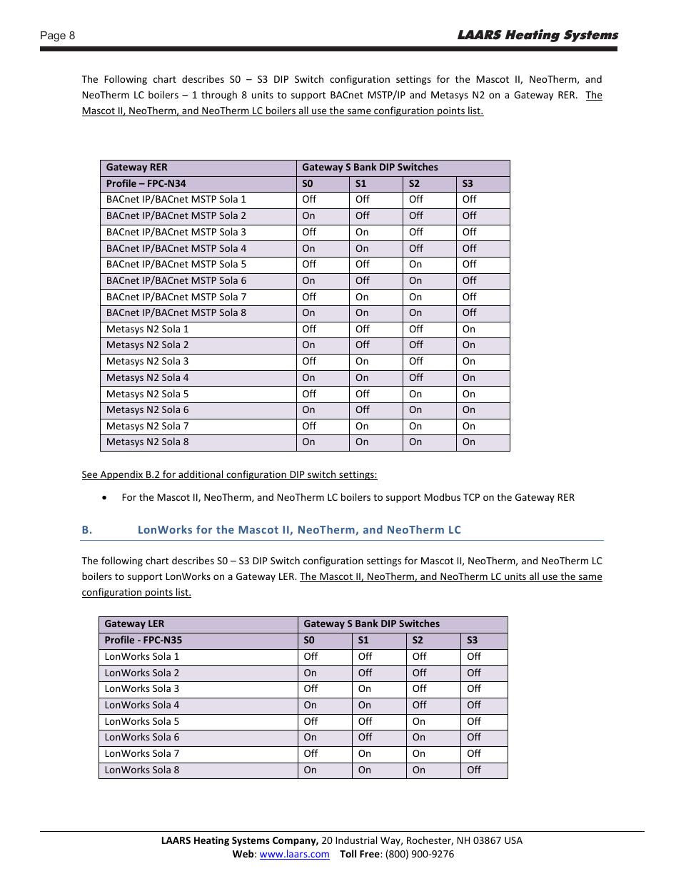 LAARS Gateway LER - Manual User Manual | Page 8 / 33